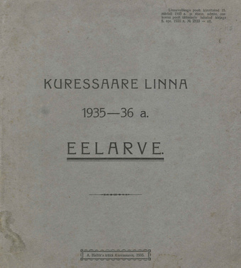 Kuressaare linna 1935.-36. a. eelarve