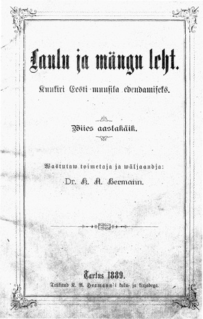 Laulu ja mängu leht ; 1 1889