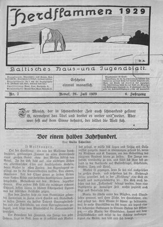 Herdflammen : Baltisches Haus- und Jugendblatt ; 7 1929-07-26