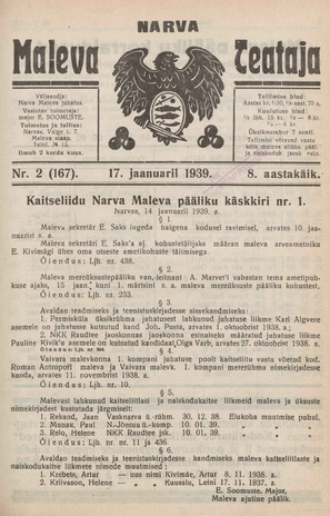 Narva Maleva Teataja ; 2 (167) 1939-01-17