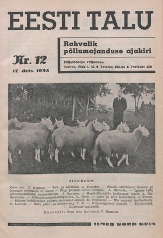 Eesti Talu : rahvalik põllumajanduse ajakiri ; 12 1938-12-17