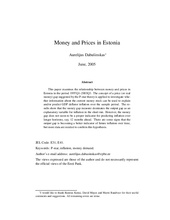 Money and prices in Estonia (Eesti Panga toimetised / Working Papers of Eesti Pank ; 7)