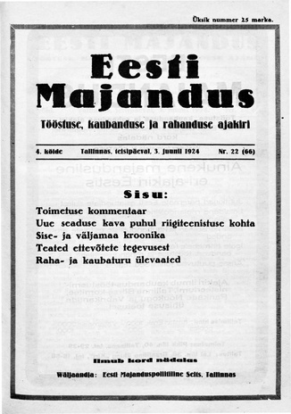 Eesti Majandus ; 22 1924-06-03