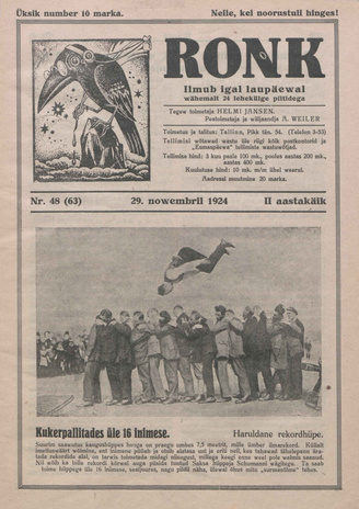 Ronk : perekonna ja noorsoo ajakiri ; 48 (63) 1924-11-29