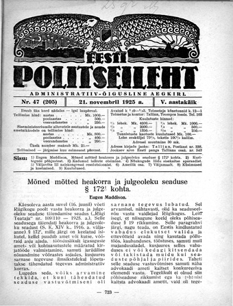 Eesti Politseileht ; 47 1925