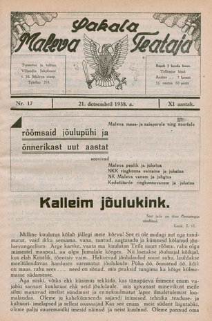 Sakalamaa Maleva Teataja ; 17 1938-12-21