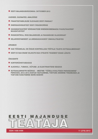 Eesti Majanduse Teataja : majandusajakiri aastast 1991 ; 11 (270) 2013