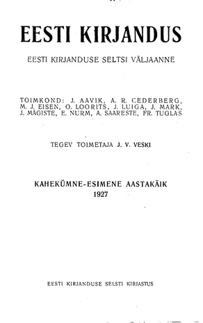 Eesti Kirjandus ; 6 1927