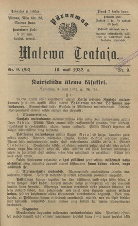 Pärnumaa Maleva Teataja ; 9 (83) 1932-05-10