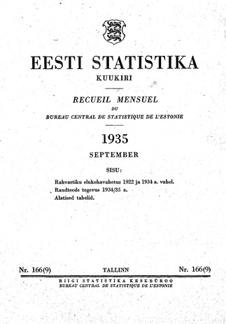 Eesti Statistika : kuukiri ; 166 (9) 1935-09