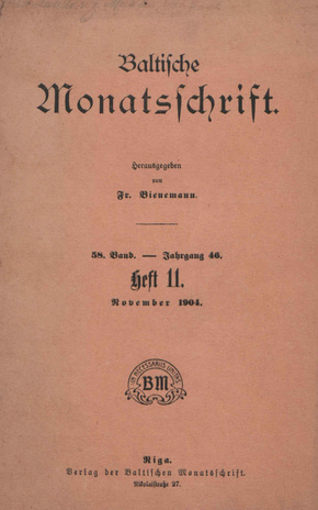 Baltische Monatsschrift ; 11 1904-11