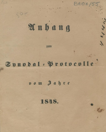 Anhang zum Synodal-Protocolle vom Jahre 1848