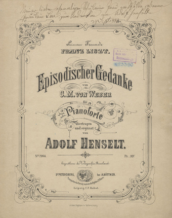 Episodischer Gedanke von C. M. von Weber für Pianoforte übertragen und ergänzt von Adolf Henselt