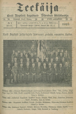 Teekäija : Eesti Baptisti Koguduse Ühenduse häälekandja ; 5 1922-05