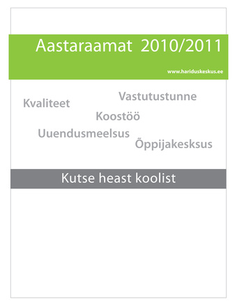 Pärnumaa Kutsehariduskeskus. Aastaraamat ; 2010/2011
