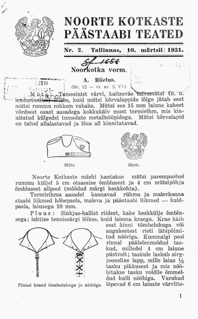 Noorte Kotkaste Peastaabi teated ; 2 1931-03-10