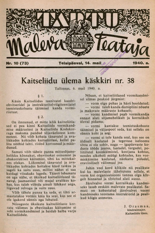 Tartu Maleva Teataja ; 10 (73) 1940-05-14