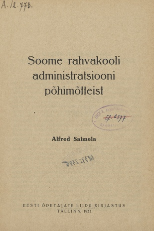 Soome rahvakooli administratsiooni põhimõtteist