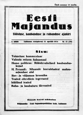 Eesti Majandus ; 15 1924-04-15