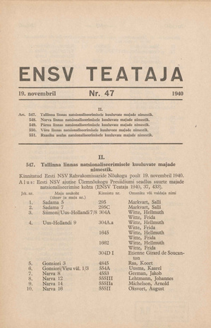 Eesti NSV Teataja ; 47 1940-11-19