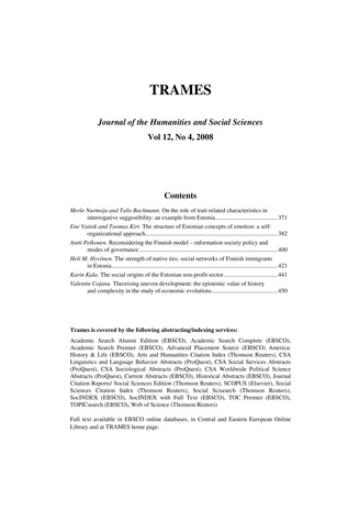 Trames ; 4 Vol 12 (62/57) 2008
