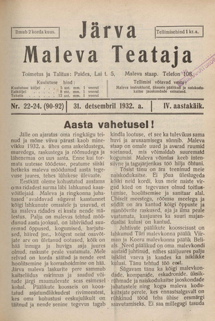 Järva Maleva Teataja ; 22-24 (90-92) 1932-12-31