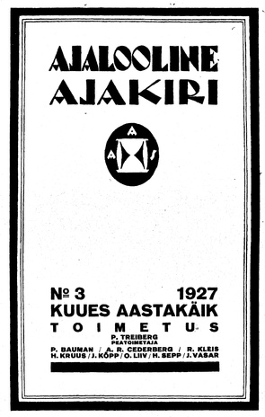 Ajalooline Ajakiri ; 3 1927