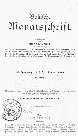 Baltische Monatsschrift ; 2 1898-02