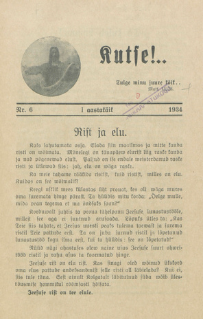 Kutse! : äratusleht linnas ja maal ; 6 1934
