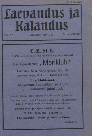 Laevandus ja Kalandus ; 10 1931-10