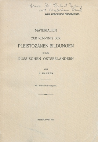Materialien zur Kenntnis der pleistozänen Bildungen in den russischen Ostseeländern (Fennia : international journal of geography ; 1913, 34)