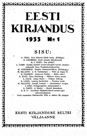 Eesti Kirjandus ; 1 1933