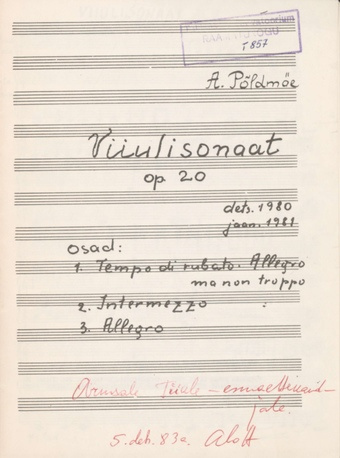 Viiulisonaat op. 20