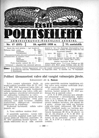 Eesti Politseileht ; 17 1926