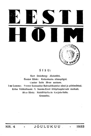 Eesti Hõim ; 4 1933-12