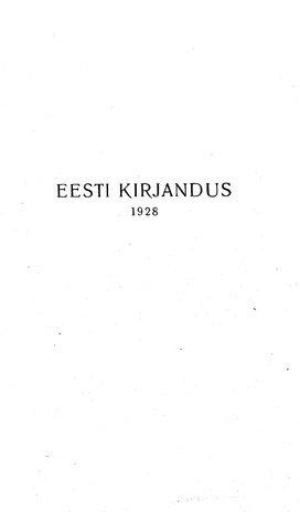 Eesti Kirjandus ; sisukord 1928