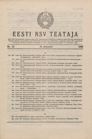 Eesti NSV Teataja ; 16 1944-12-28