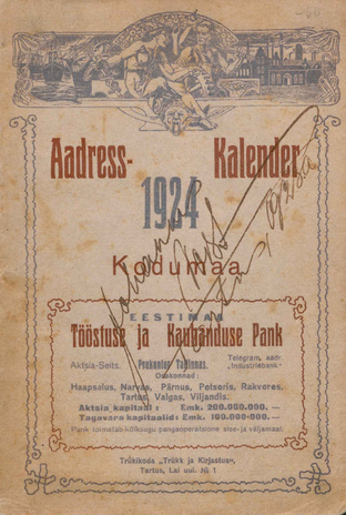 Aadress-kalender : äride tutvustaja ; 1924