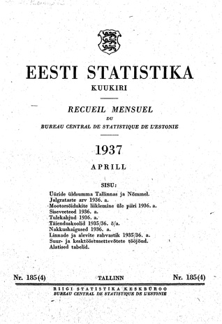 Eesti Statistika : kuukiri ; 185 (4) 1937-04