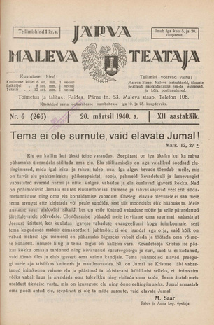 Järva Maleva Teataja ; 6 (266) 1940-03-20