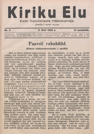 Kiriku Elu : Eesti Katoliiklaste Häälekandja ; 5 1935-05-02