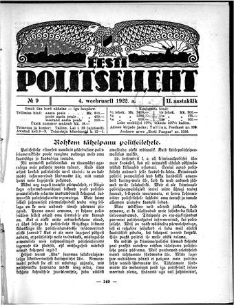 Eesti Politseileht ; 9 1922