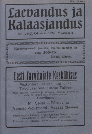 Laevandus ja Kalaasjandus ; 10 (42) 1929-10