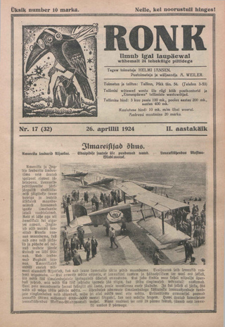 Ronk : perekonna ja noorsoo ajakiri ; 17 (32) 1924-04-26
