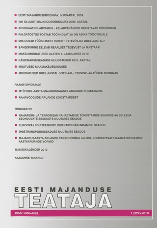 Eesti Majanduse Teataja : majandusajakiri aastast 1991 ; 1 (224) 2010