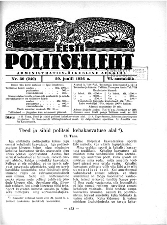 Eesti Politseileht ; 30 1926