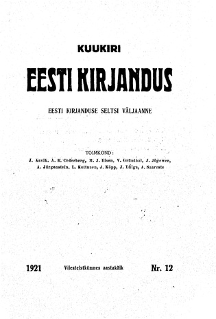 Eesti Kirjandus ; 12 1921