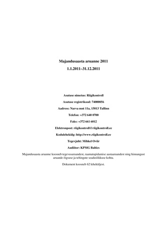 Majandusaasta aruanne ; 2011