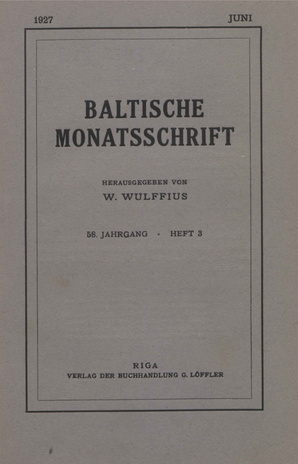 Baltische Monatsschrift ; 3 1927-06