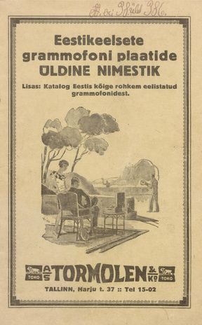 Eestikeelsete grammofoni plaatide üldnimestik ja grammofonide kataloog ; 1930